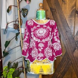 Solitaire Burgundy Floral Lace Blouse